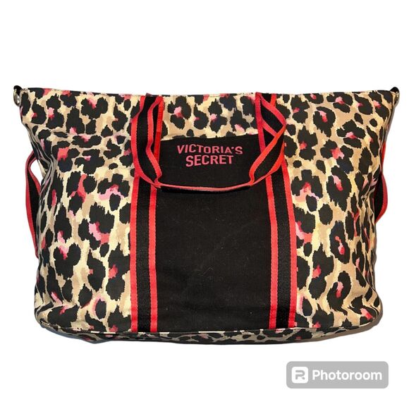 Victorias Secret Womens Large Bag Travel Weekend Leopard Cheetah Animal Print - Picture 1 of 16